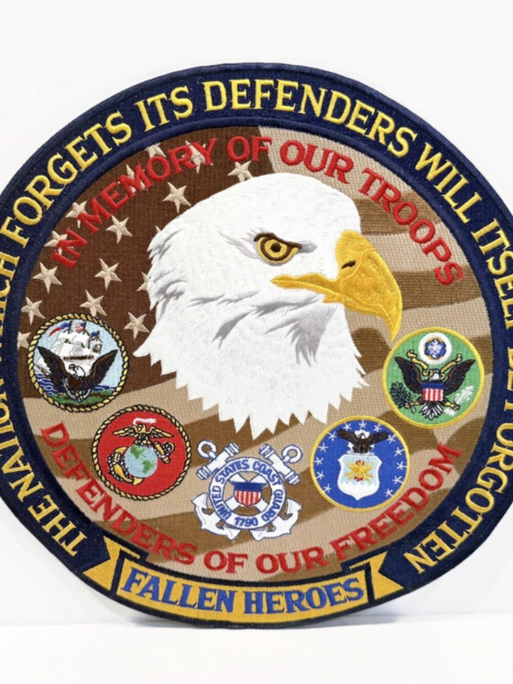 "Fallen Heroes" 12 Inch Diameter Embroidered Back Patch